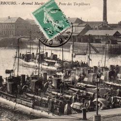 Carte Postale Ancienne - Cherbourg, Arsenal Maritim, Poste des Torpilleurs - N&deg;7482