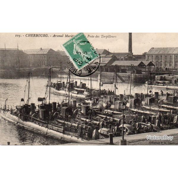 Carte Postale Ancienne - Cherbourg, Arsenal Maritim, Poste des Torpilleurs - N�7482