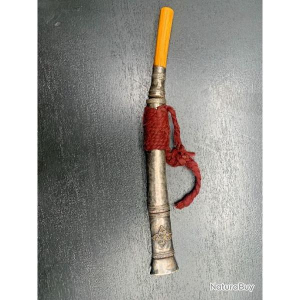 BEAU COUTEAU DHA DE BIRMANIE / THAILANDE DU XIX SIECLE, ARGENT LOCAL ET IVOIRE MARIN, DAO