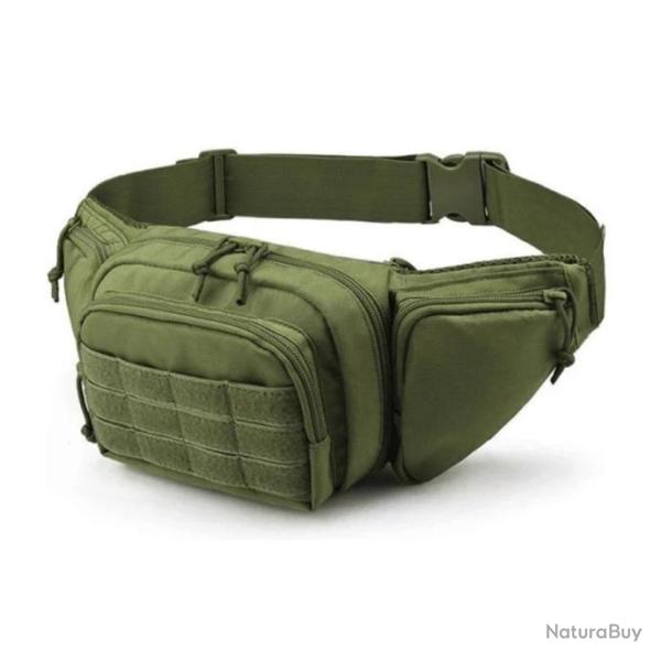 Sac banane multipoches en nylon vert