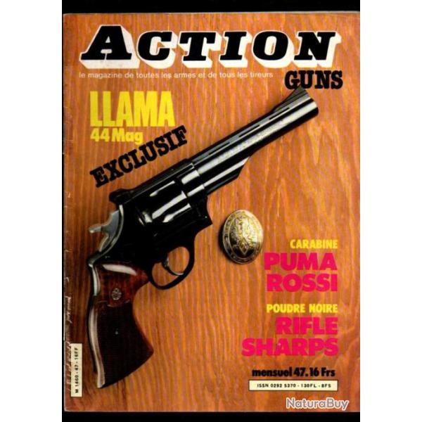 action guns 47 puma rossi, llama super comanche 44 mag, benelli automatique sl 121 mi,