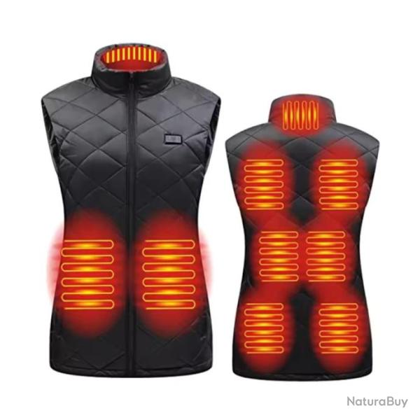 Veste chauffante d'hiver �lectrique pour femme NOIR - 9 zones chauffantes - PROMO LIMIT�E