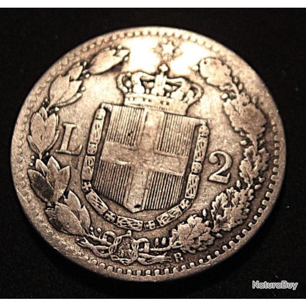 ITALIE piece de 2 lires argent 1881 Umberto I diametre 27 mm TTB