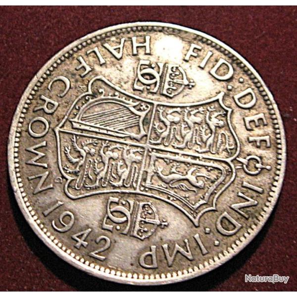 angleterre piece de half crown 1942 argent georgius VI diametre  32 mm TTB