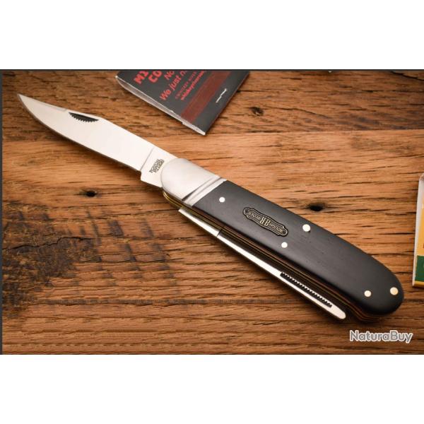 Couteau Rough Ryder Black Reserve Bearhead One Arm Lames Acier 440 Manche Bois Cran Forc� RR2567