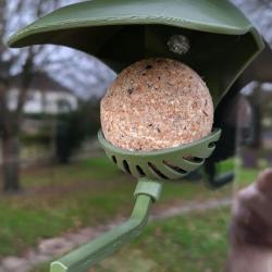 Lot de 3 Supports Boule de Graines Oiseaux Sauvage A&eacute;ris Vert Olive, A ventouse