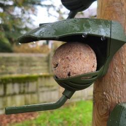 Lot de 3 Supports Boule de Graines Oiseaux Sauvage Aéris Gris Olive, A ventouse