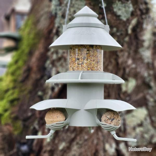 Mangeoire/Distributeur Oiseaux Sauvage Cleste + Gris Olive