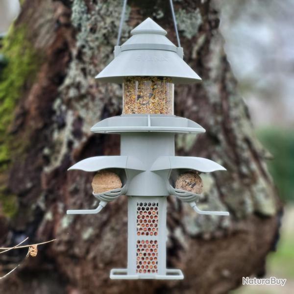 Mangeoire/Distributeur Oiseaux Sauvage Tour C�leste Gris Olive