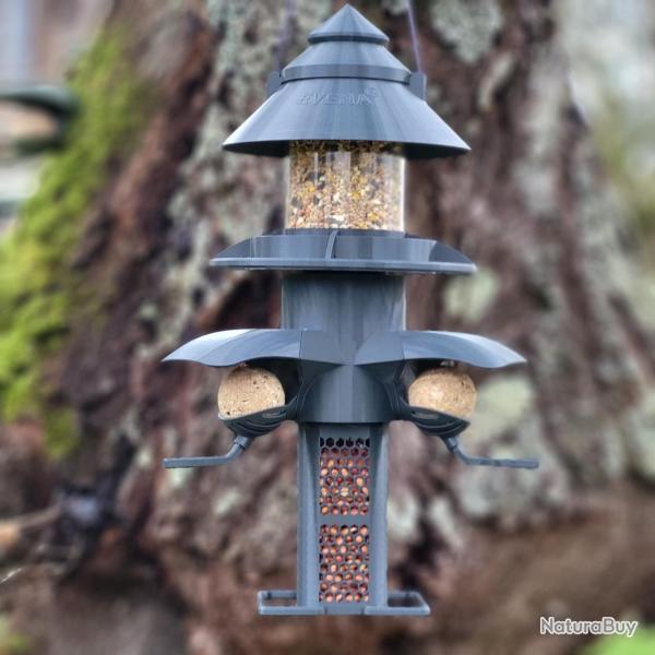 Mangeoire/Distributeur Oiseaux Sauvage Tour C�leste Gris Anthracite