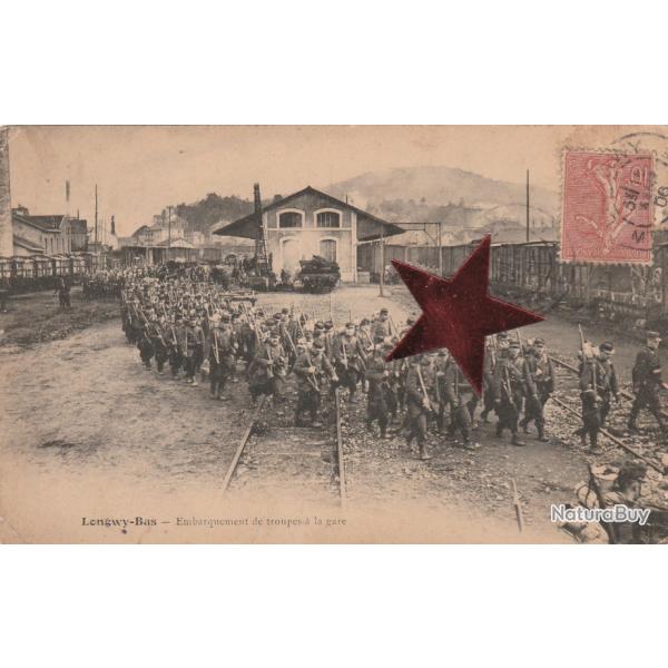 CPA - Lengwy - Bas- Embarquement de Troupes la gare  -N�510