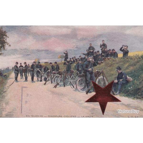 CPA - Chasseurs cyclistes _ La halte MILITAIRE - N�529