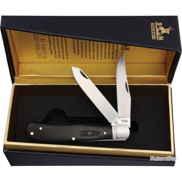 Couteau Rough Ryder Black Reserve Bearhead Trapper Lames Acier 440A Manche Bois Cran Forc� RR2559 -