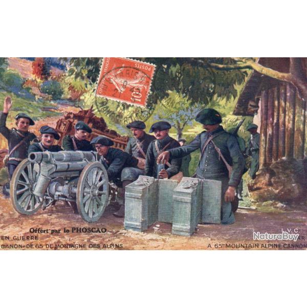 CPA - GUERRE CANON DE 65 DE MONTAGNE DES ALPINS- N�7606