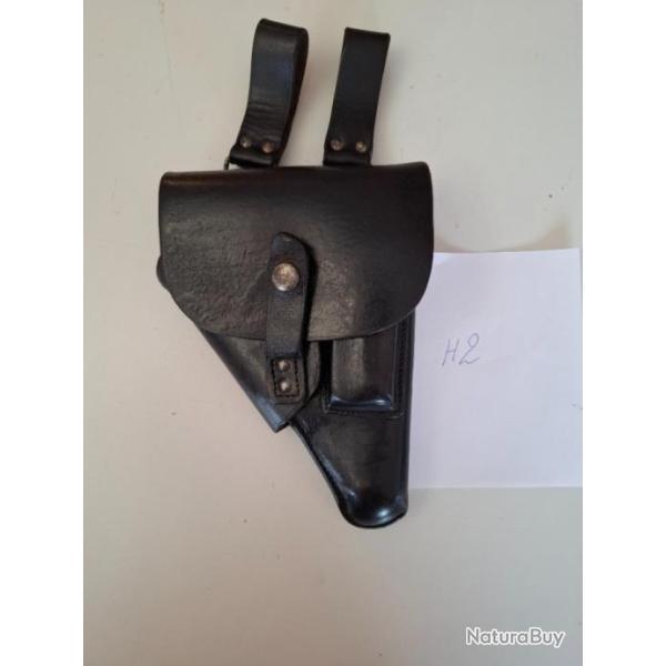 (H2) Holster police en cuir pour FN 1910/22 et son chargeur (Police Bruxelles)