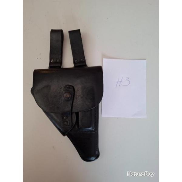 (H3) Holster police en cuir pour FN 1910/22 et son chargeur (Police Bruxelles)