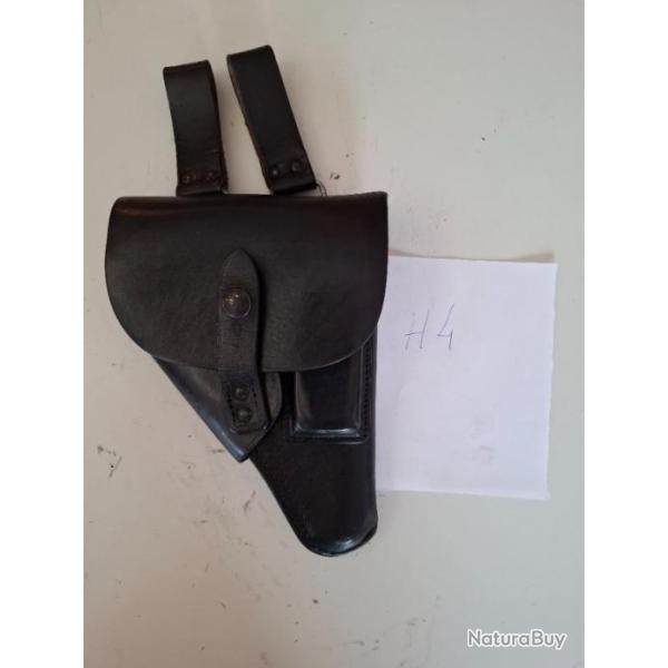 (H4) Holster police en cuir pour FN 1910/22 et son chargeur (Police Bruxelles)
