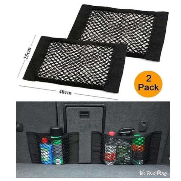 Lot de 2 Filets de Rangement Universels Coffre de Voiture Grande Capacit� Installation Facile