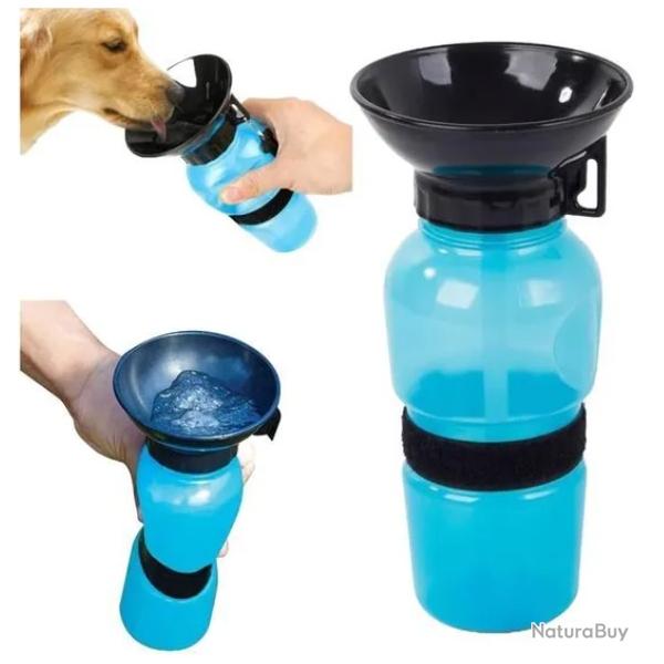 Gourde Portable 500 ml avec Gamelle Int�gr�e pour Chien - Accessoire Randonn�e Anti-D�versement