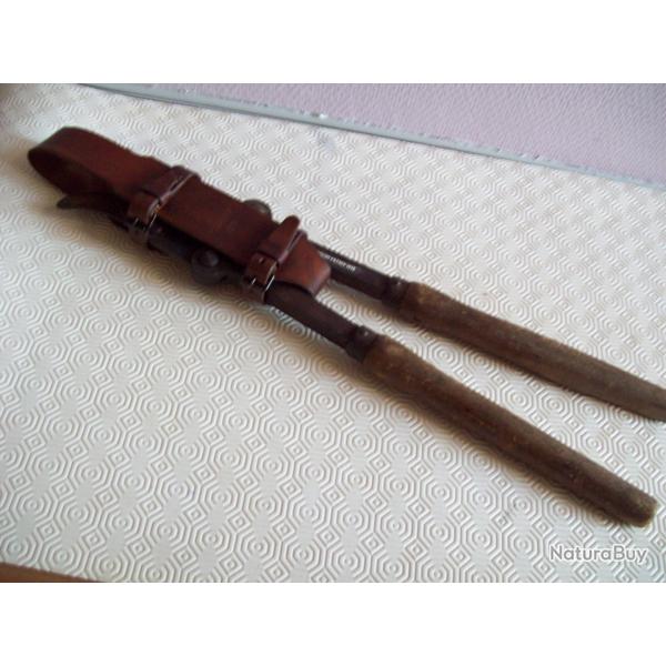 militaria ww1 �tui cuir pour grande pince peugeot fr�res coupe barbel� 14/18 POILU