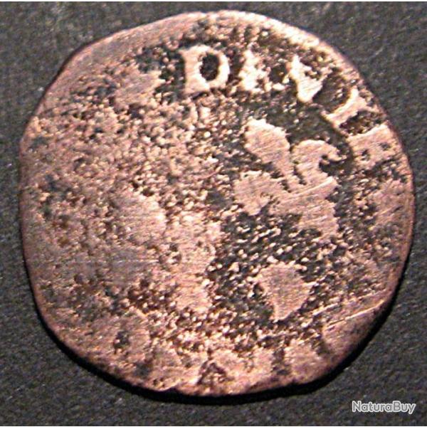 FRANCE  1 denier Louis XIV  1649 cuivre diametre 16 mm tb-