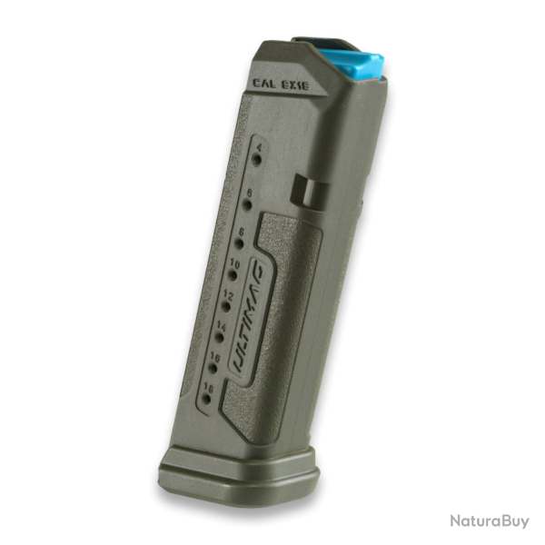 Chargeur 18 cps FAB Defense Ultimag G17 pour Glock 17 et variantes - Vert