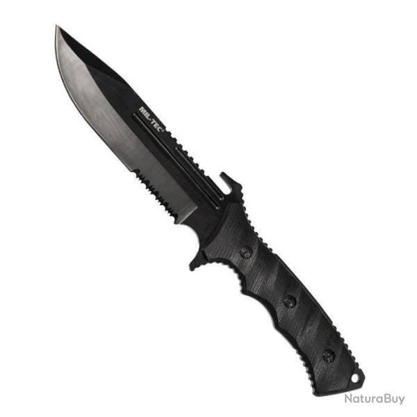 Couteau � lame fixe Mil-Tec Combat G10 - Noir