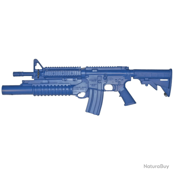 Fusil d'entra�nement Blueguns AR15 Flat Top Closed Stock / Rail / M203 - Bleu