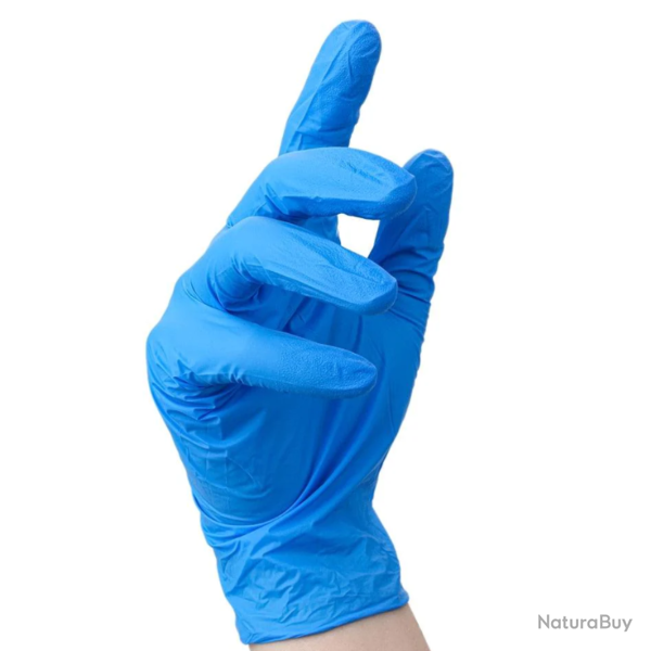 Gants m�dicaux en nitrile sans latex ni poudre Rhino Rescue (la paire) - Bleu / 8 - 8.5