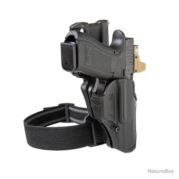 Holster de cuisse Blackhawk T-Series L2C LB Overt avec lampe - Noir / Glock 17 / 19 / 22 / 23 / 31 /