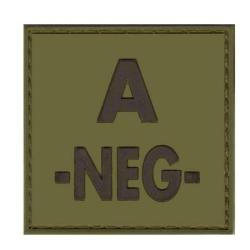 Patch groupe sanguin basse visibilit&eacute; PVC - Vert olive / A -