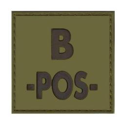 Patch groupe sanguin basse visibilit&eacute; PVC - Vert olive / B +