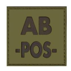 Patch groupe sanguin basse visibilit&eacute; PVC - Vert olive / AB +