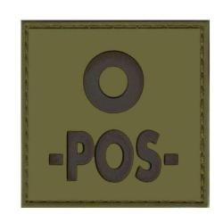 Patch groupe sanguin basse visibilit&eacute; PVC - Vert olive / O +