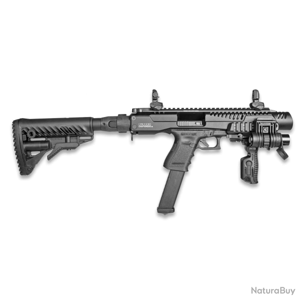 Kit de conversion FAB Defense KPOS G2C Glock 9mm avec crosse M4 pliante - Noir