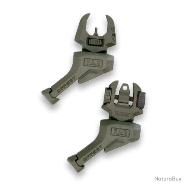 Kit organes de vis�e de secours repliantes d�cal�s pour gaucher FAB Defense FRBS LH - Vert olive