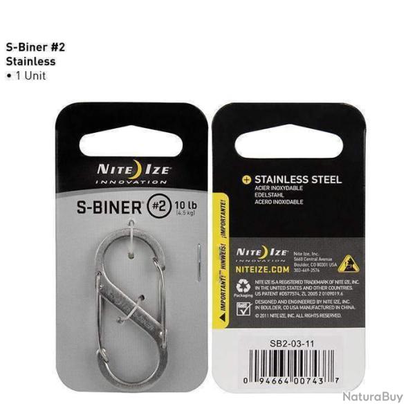 Mousqueton Nite Ize S-Biner Mtal - Argent / T2