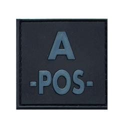 Patch groupe sanguin basse visibilit&eacute; PVC - Noir / A +