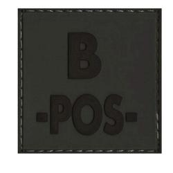 Patch groupe sanguin basse visibilit&eacute; PVC - Noir / B +