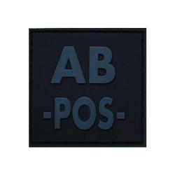 Patch groupe sanguin basse visibilit&eacute; PVC - Noir / AB +