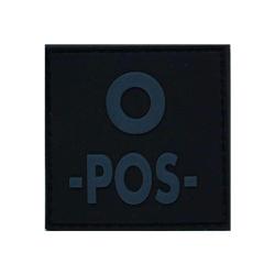 Patch groupe sanguin basse visibilit&eacute; PVC - Noir / O +