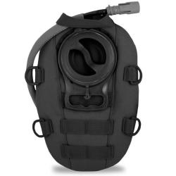 Poche &agrave; eau Mil-Tec Pack ovale 1 litre en TPU avec tuyau et housse polyester rembourr&eacute;e - Noir