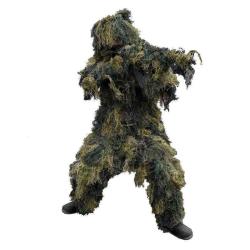 Tenue Ghillie Mil-Tec G4 quatre pi&egrave;ces avec traitement ignifuge en polyester maille et housse arme -