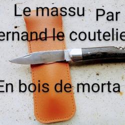 Couteau de poche artisanale en bois de morta