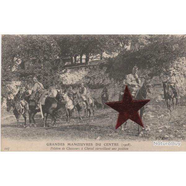 CPA -Grandes Manoeuvres du Centre - Peloton de Chasseurs � cheval surveillant une position N�854