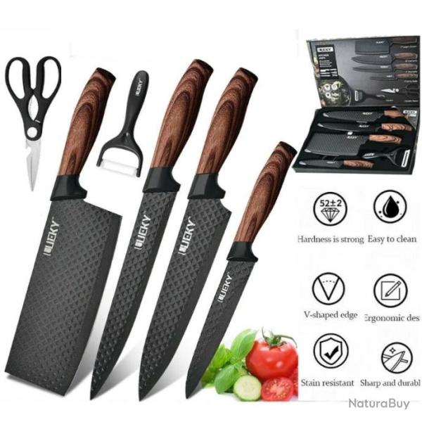 Coffret couteaux de cuisine ensemble 6 Pi�ces en acier inoxydable forg� cuisine chef