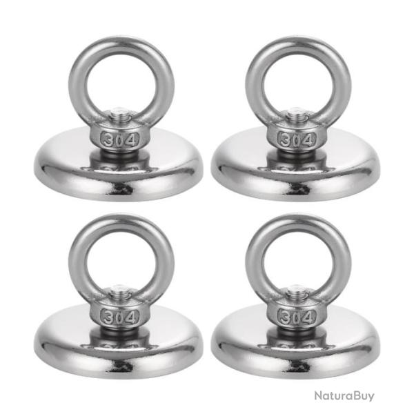 4 pices Aimant Puissant 50KG Aimant en Nodyme 42 mm Aimant de Peche Magntique