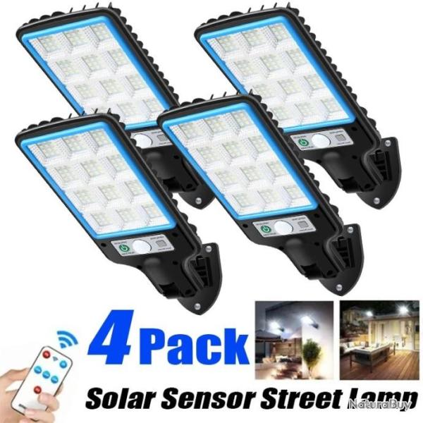 4 x Lampes Projecteur SOLAIRE LED avec 3 Modes d'�clairage, d�tecteur de pr�sence Lampadaire Jardin