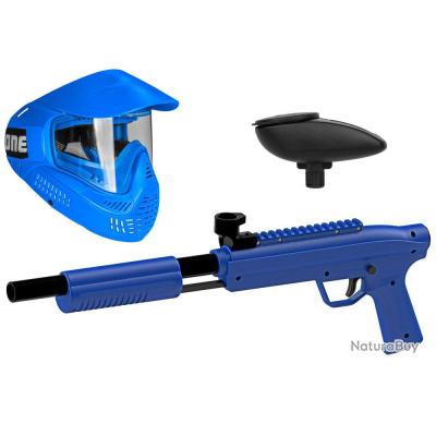 Annonce billes paintball : Valken Kids Gotcha Gun incluant le masque Field #ONE et le chargeur 120 - cal. 50, 0.5 J - bleu