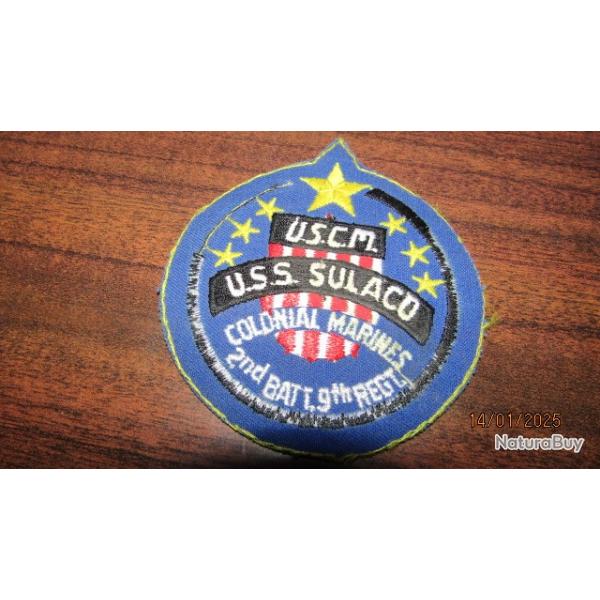patch de film ancien brod� extraterrestre USS Sulaco US Colonial Marines thermocollant 9x10cm cinema